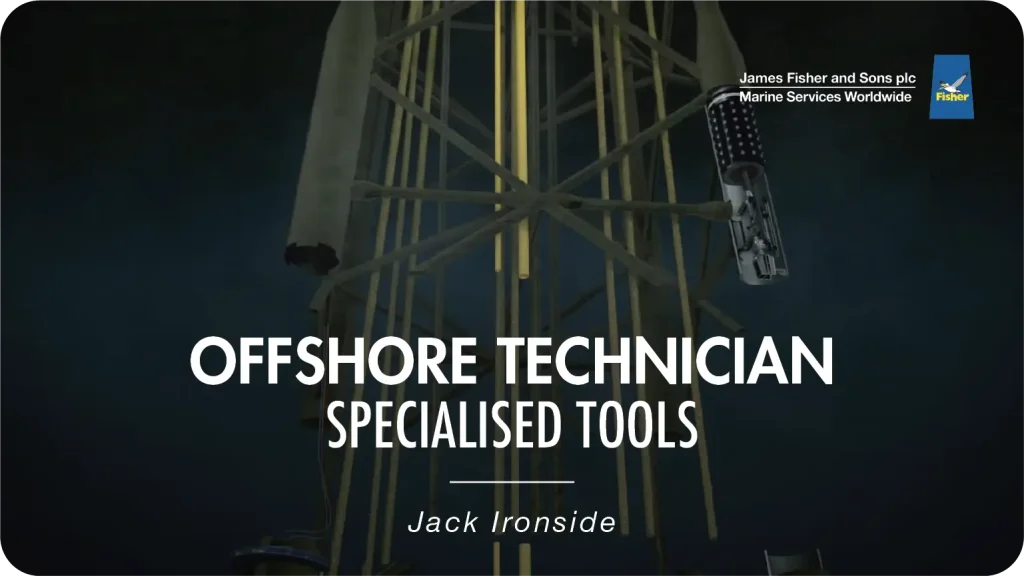 image of an oil and gas platform being decommissioned with the title offshore technician and specialised tools written in front