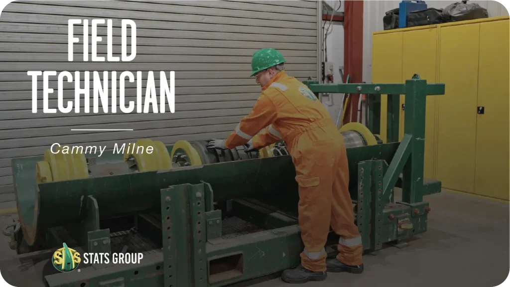 A field technician for oil and gas is working on a pig / pipeline inspection gague